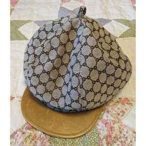 Vintage Studio Kokin Newsboy Cap Pageboy Hat Leather Bill Appx 22 Inch Fit